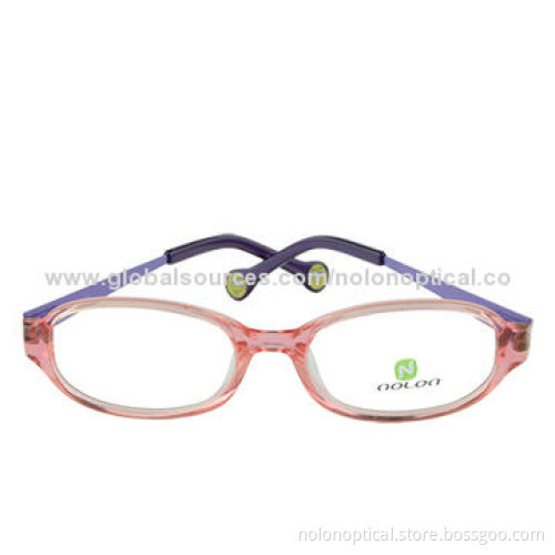 Crystal pink acetate front with metal temple eyeglass frames for unisex, customized logo and size